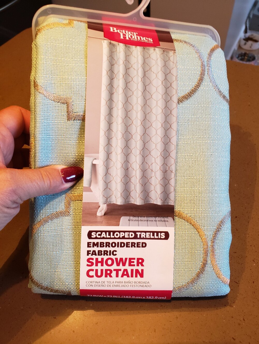 Aqua With Gray Embroidery Shower Curtain
